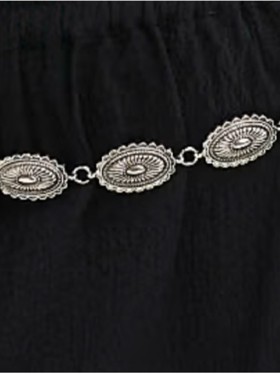 Accessories - Silver-Tone Concho Link Belt -40”